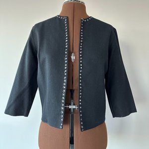 Vintage Black Wool Cropped Boxy Jacket